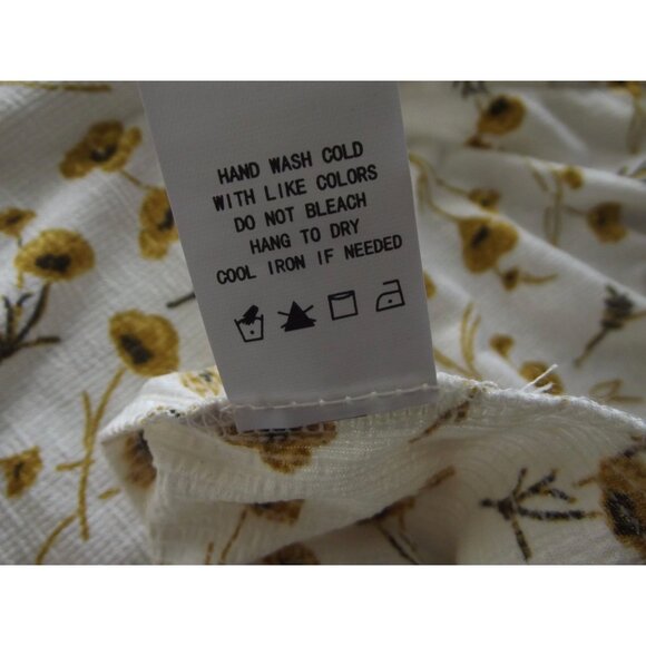 Melloday Blouse Womens Size 2X White Gold Floral Print Ruffle V-neck textured - Picture 12 of 12